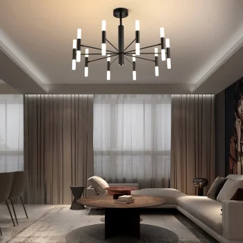 Ledli Plafonyer Modern Aydınlatma Siyah Sarkıt Ledli Salon Avize