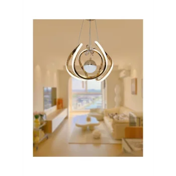 Kavis Modeli Sarı Kaplama Tek Toplu 3 Renk Modüllü Ledli Avize