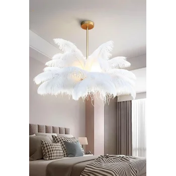 Deve Kuşu Tüyü Avize %100 Orjinal Deve Kuşu Tüyü avize