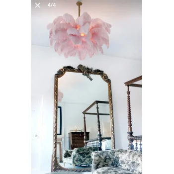 Deve Kuşu Tüyü Avize Pembe