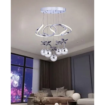 Galaksi Modern Sarkıt 5+1 Papatya Krom Ledli Sarkıt Avize