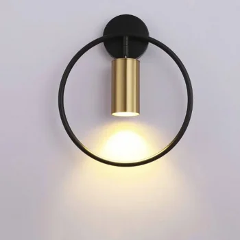 Geometrik Led Siyah Altın Aplik