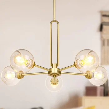 Globe Küre Altın 5li Sarkıt Avize