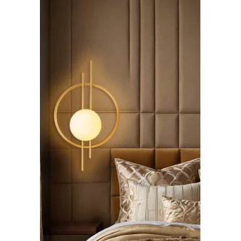 Glop Camlı Modern Ampüllü Aplik Gold