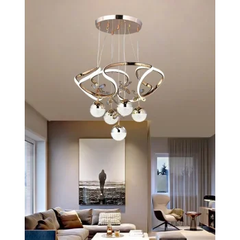 Galaksi Modern Sarkıt 5+1 Papatya Gold Ledli Sarkıt Avize