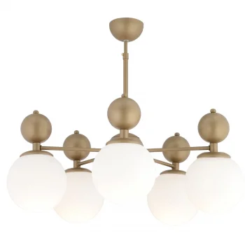 Kuvars 5li Modern Eskitme Beyaz Camlı Avize