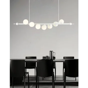 Lami Beyaz Renkli Opel Camlı Sarkıt Avize