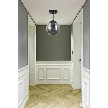 Mini Modern Glop Camlı Tekli Tavan Plofonyer Avize Füme