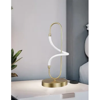 Modern Boru Ledli Masa Lambası Eskitme Altın