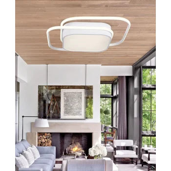 İkili Kare Led Plafonyer Avize Üç Renkli Beyaz Renkli