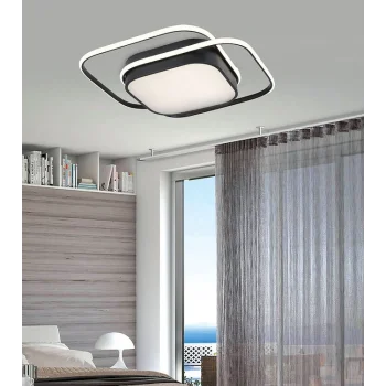 İkili Kare Led Plafonyer Avize Üç Renkli Siyah Renkli
