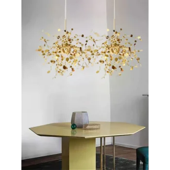 Modern İkili Pullu Altın Renkli Sarkıt Avize