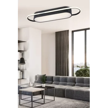 Modern Led Avize Plafonyer Üç Renkli Siyah