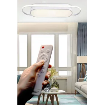 Modern Led Avize Plafonyer Üç Renkli Beyaz Kumandalı