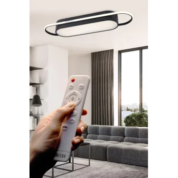 Modern Led Avize Plafonyer Üç Renkli Siyah Renkli Kumandalı