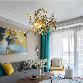 Modern Tekli Pullu Altın Renkli Sarkıt Avize