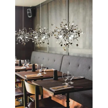 Modern Üçlü Pullu Gümüş Renkli Sarkıt Avize