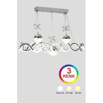 Neo Krom Kaplama Sıralı 3 Toplu 3 Renk Modüllü Ledli Avize