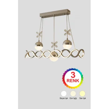 Neo Sarı Kaplama Sıralı 3 Toplu 3 Renk Modüllü Ledli Avize