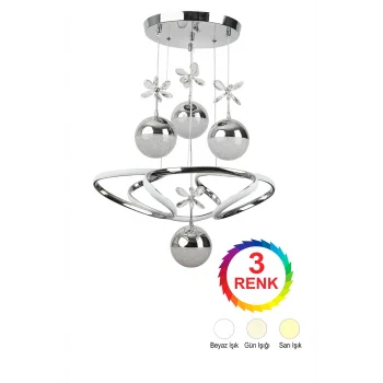 Burgu Krom 4 Toplu Işık Renkleri(beyaz, sarı, gün ışığı) Ledli Avize