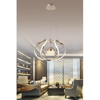 Nilüfer 3 Renk Gold ( Sarı Beyaz ve Gün Işığı ) Luxury Led Kristal Taşlı Avize Concept