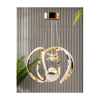 Nilüfer Tek Toplu Üç Renkli Gold Luxury Sarkıt Avize