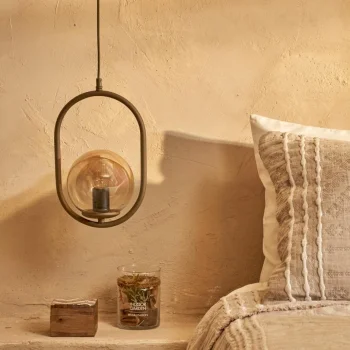 Camlı Eskitmeli Sarı Renkli Sarkıt Avize