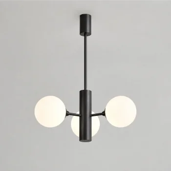 Roniu Modern Siyah 3’lü Glop Camlı Sarkıt Avize