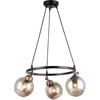 Serta 3lü Çemberli Siyah Bakır Avize