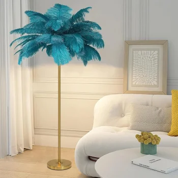 Yeşil Deve Kuşu Tüyü Lambader