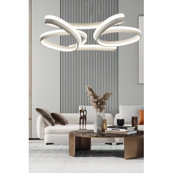 Yüksek Aydınlatmalı Kalın Kasa Papatya Model Beyaz Led Avize