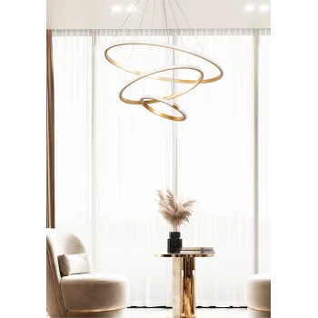 Yuvarlak Halka Eskitme Renk Ledli Avize