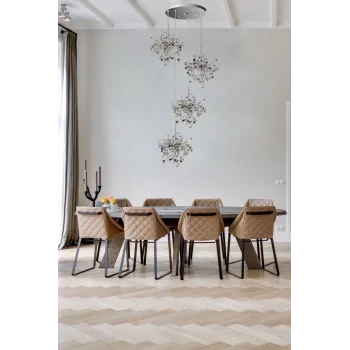 Yuvarlak Modern Dörtlü Pullu Gümüş Renkli Sarkıt Avize