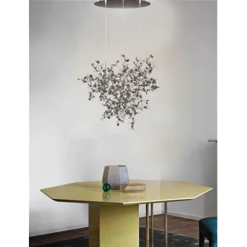 Yuvarlak Modern Üçlü Pullu Gümüş Renkli Sarkıt Avize