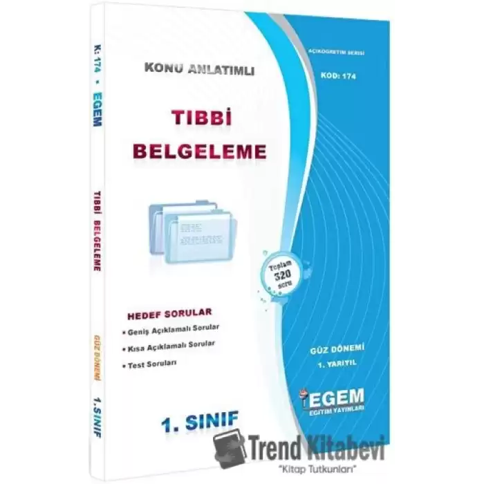 1. Sınıf 1. Yarıyıl Tıbbi Belgeleme Konu Anlatımlı Soru Bankası - Kod 174