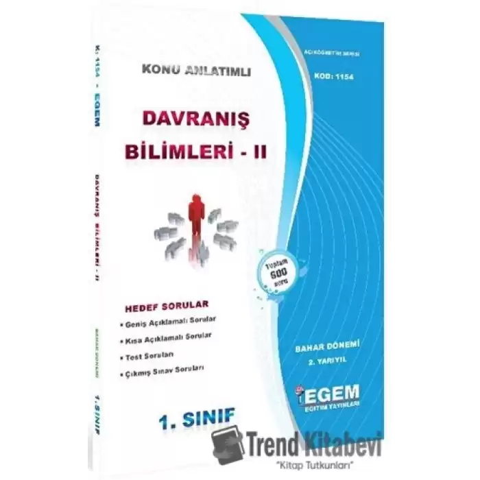 1. Sınıf 2. Yarıyıl Konu Anlatımlı Davranış Bilimleri 2 - Kod 1154