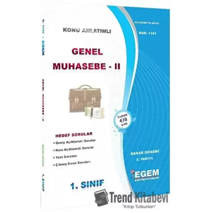 1. Sınıf 2. Yarıyıl Konu Anlatımlı Genel Muhasebe 2 - Kod 1155