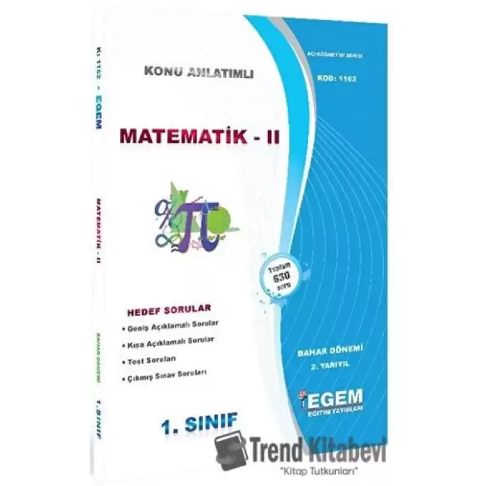 1. Sınıf 2. Yarıyıl Konu Anlatımlı Matematik 2 - Kod 1162