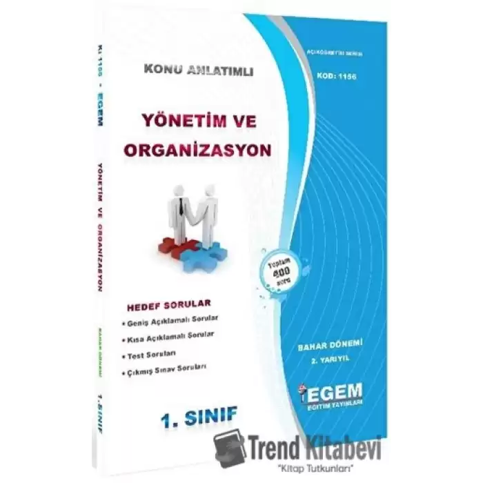 1. Sınıf 2. Yarıyıl Konu Anlatımlı Yönetim ve Organizasyon - Kod 1156