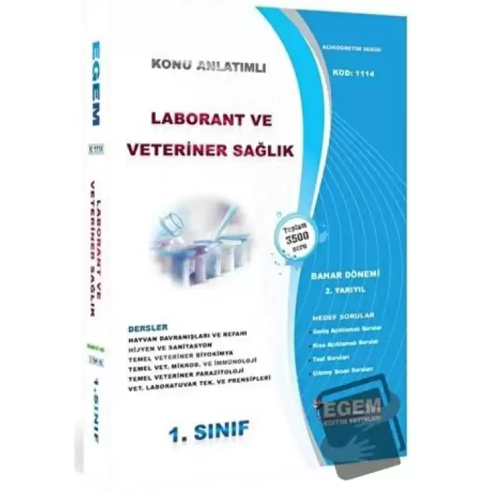 1. Sınıf Laborant ve Veteriner Sağlık 2. Yarıyıl Bahar Dönemi Konu Anlatımlı Soru Bankası - 1114