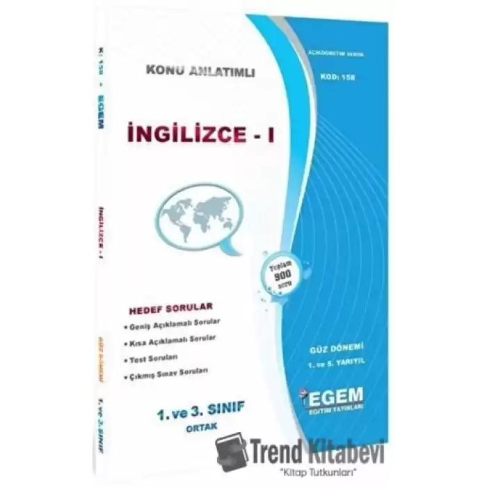 1. ve 3. Sınıf 1. Yarıyıl İngilizce 1 Konu Anlatımlı Soru Bankası - Kod 158