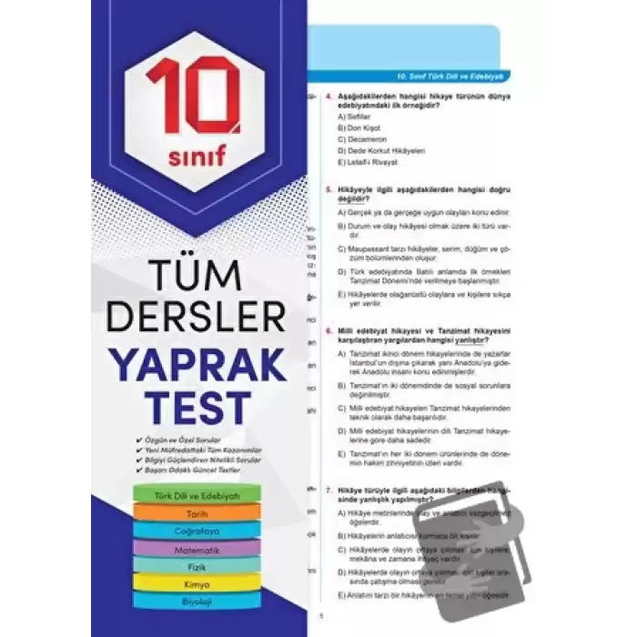 10. Sınıf Tüm Dersler Yaprak Test