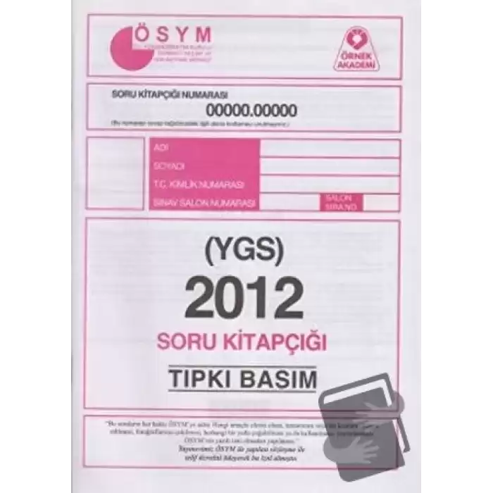 2012 YGS ÖSYM Tıpkı Basım Soru Kitapçığı