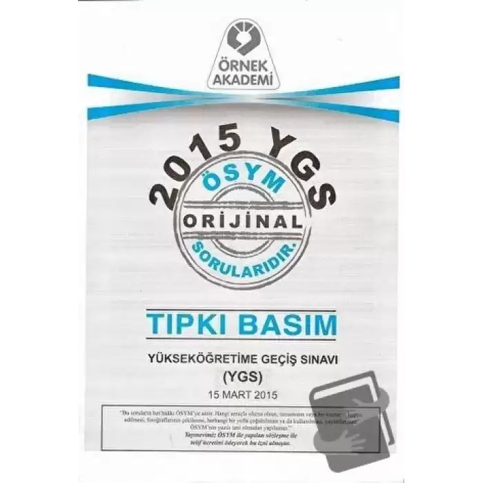 2015 YGS ÖSYM Tıpkı Basım Soru Kitapçığı