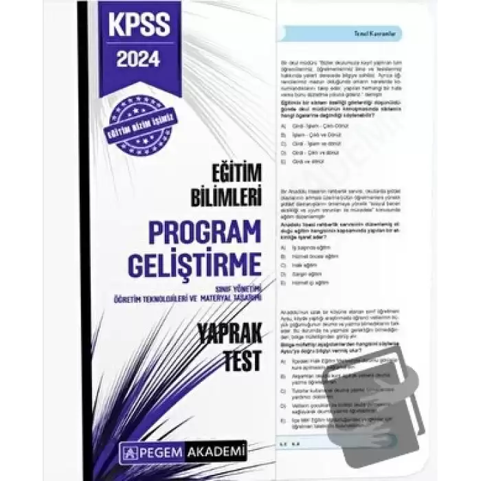 2024 KPSS Eğitim Bilimleri Program Geliştirme Yaprak Test