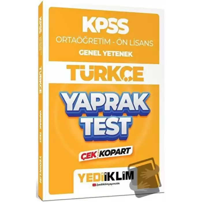 2024 KPSS Ortaöğretim - Ön Lisans Genel Yetenek Türkçe Çek Kopart Yaprak Test