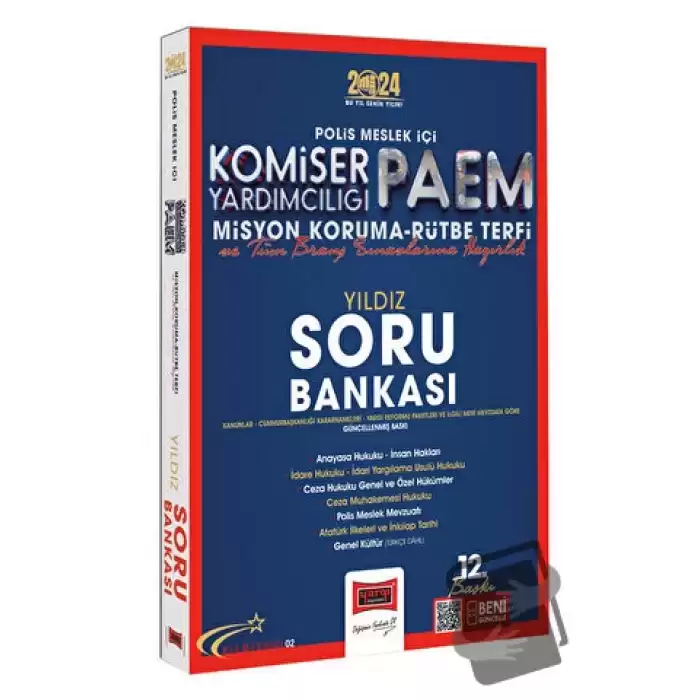 2024 Polis Meslek İçi PAEM Komiser Yardımcılığı Misyon Koruma Rütbe Terfi ve Tüm Branş Sınavlarına Yönelik Yıldız Soru Bankası