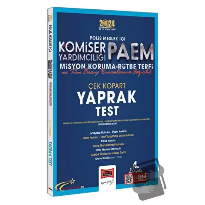 2024 Polis Meslek İçi PAEM Komiser Yardımcılığı Misyon Koruma Rütbe Terfi ve Tüm Branş Sınavlarına Hazırlık Yıldız Serisi Çek Kopart Yaprak Test