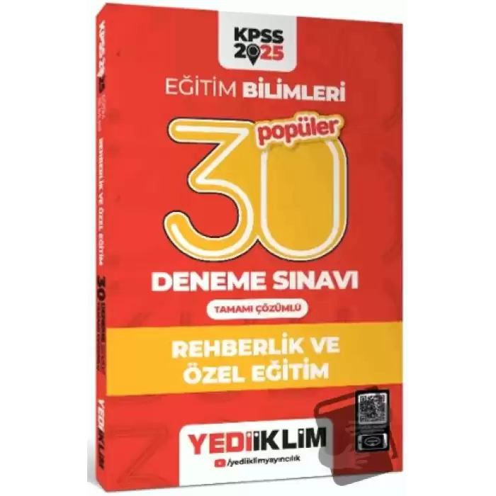 2025 KPSS Eğitim Bilimleri 30 Popüler Rehberlik ve Özel Eğitim Tamamı Çözümlü Deneme Sınavı