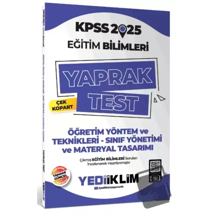 2025 KPSS Eğitim Bilimleri Öğretim Yöntem ve Teknikleri Çek Kopart Yaprak Test